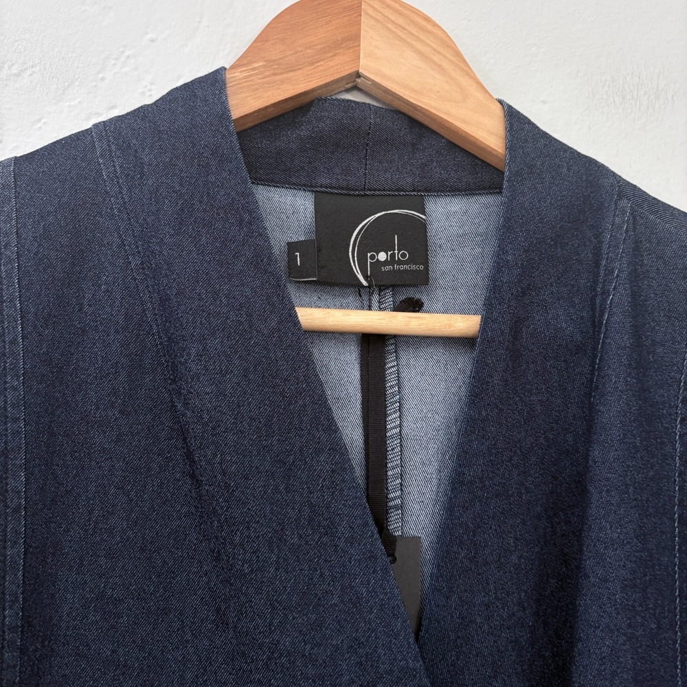 Porto Farallon Denim Style Chambray Jacket Women Size 1 (6 US) Blue New - Picture 3 of 13